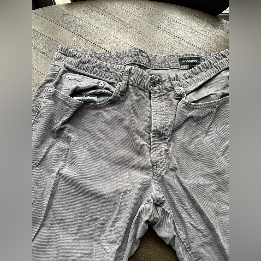 Men’s Bonobos Grey Corduroys 34x34